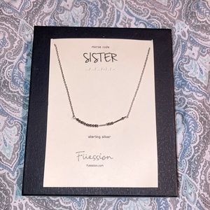 Morse Code Sister Necklace Sterling Silver
